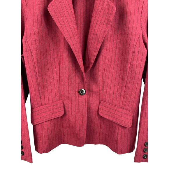 Sag Harbor Womens Red Pinstripe Blazer Jacket Size 10 Polyester - Picture 4 of 8